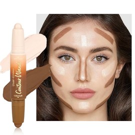 Lápiz Resaltador de Contorno, 2 en 1 Lápices de Crema Bronceadora e Iluminadora de Doble Punta para Maquillaje de Contorno de Rostro y Cuerpo - Modula
