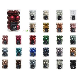 Pack of 16 Christmas Decorations, Christmas Baubles, Glass, 35 mm