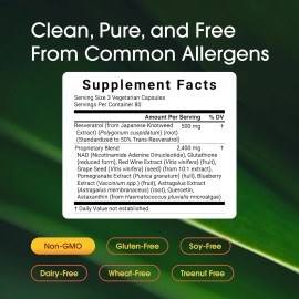 Complejo de resveratrol 2900 mg 240 cápsulas glutación/granada/quercetina