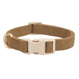YUDOTE Soft Corduroy Dog Collar with Plastic Clip - Comforty and Adjustable for Medium Dog Daily Using in Brown