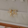 Bride Pearl Drop Earrings for Women 14K Gold Plated Wedding