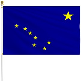 Alaska State Flag 3x5 FT Outdoor, Vibrant Color Polyester AK Flag with 2 Brass Grommets, Alaskan State Flag for Elections, Patriotic Decorations, Independence Day Celebrations