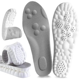 2 Par Plantillas para Fascitis Plantar, Espuma con Memoria, Soporte de Arco y Amortiguación - Plantillas Deportivas Ortopédicas, Unisex para Hombre y Mujer para Deporte, Trabajo y Uso Diario (Gris, 43-44)