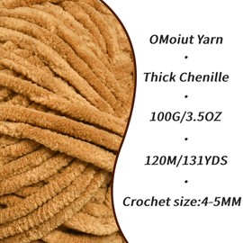 4 Pack Brown Fluffy Velvet Yarn for Crocheting, Chunky Chenille Baby Blanket Yarn for Crochet, Soft Fuzzy Puzzle Yarn for Knitting, (100g/3.53oz Each) Bulky Thick Amigurumi Crochet Yarns