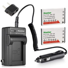 Kastar 2X Battery + Charger for Cas N-P20 & Exilim EX-M1 EX-M2 EX-M20 EX-S1 EX-S2 EX-S3 EX-S20EX-S600 EX-S770 EX-S880 EX-Z3 EX-Z4 EX-Z5 EX-Z6 EX-Z7 EX-Z8 EX-Z11 EX-Z60 EX-Z65 EX-Z70 EX-Z75 EX-Z77