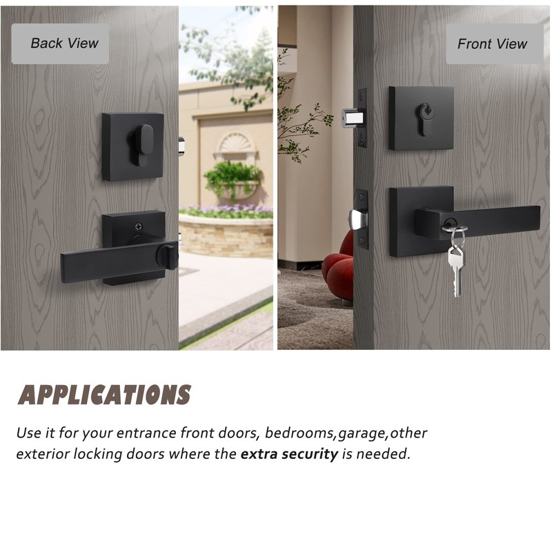 Brotima 2 Pack Keyed Entry Door Lever and Single Cylinder