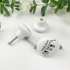 Lasyman 8Pack1.5 Clothesline Ceramic Knob Unique Retro Laundry Washing Line Room Black and White Furniture Cabinet Drawer Knobs Handles or Pulls