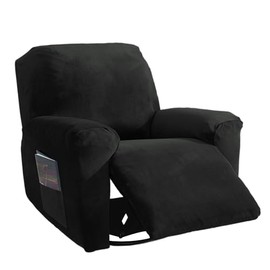 NORTHERN BROTHERS Recliner Chair Covers, Stretchy Recliner Couch Covers, Lazy Boy Velvet Chair Covers, Sofa Cover (Black, XL 1 Seat)