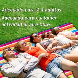 MADELALU Mantas De Picnic Al Aire Libre, Manta de Picnic Impermeable,146x200cm Alfombra Plegable Ligera Manta, para Playa al Aire Libre Pastizales Campamentos y Caminatas (Barra de Arcoiris)