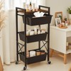 3 Tier Rolling Utility Cart with Drawer, Plastic Drawer Storage