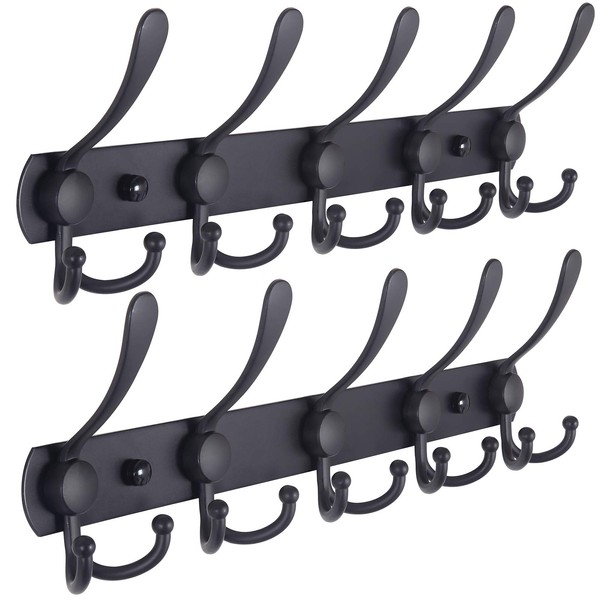Dseap Coat Rack Wall Mounted - 5 Tri Hooks, Heavy