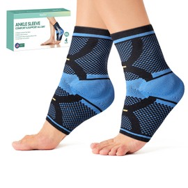 Welnove Ankle Brace Compression Socks - 4 Pack Foot Ankle Sleeve for Plantar Fasciitis, Achilles Tendonitis Relief, Sprain, Injury Recovery - Arch Support for Women Men Kids(Medium Size)