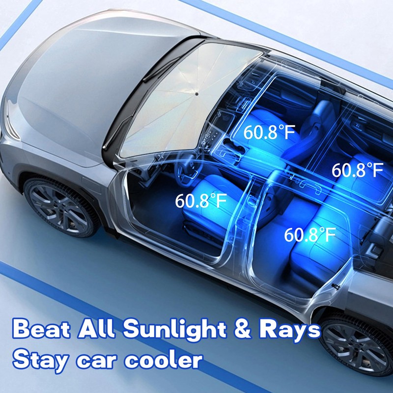Windshield Sun Shade Umbrella, Portable Foldable, Spring Structure Wind Shield,
