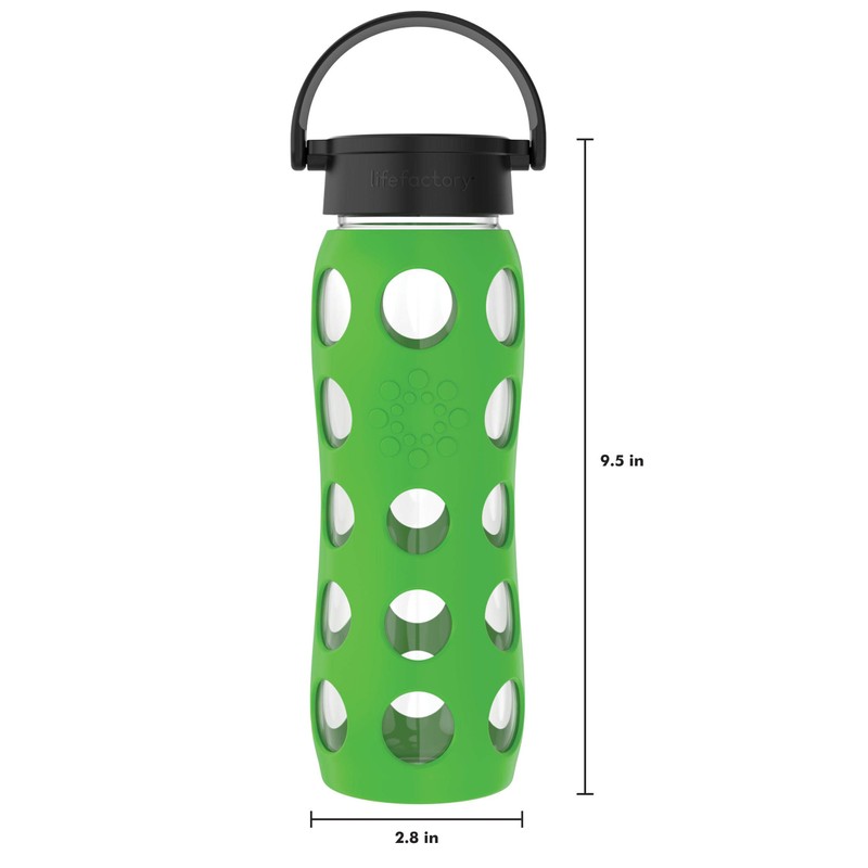 Lifefactory Glass Water Bottle, 22-Ounce, Moss | BPA-Free, Classic Cap,