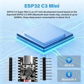 4Pcs ESP32-C3 Mini Development Board,ESP32 Supermini Board with WiFi/Bluetooth 5.0 ESP32 Mini Module, RISC-V 32-bit CPU, 160MHz, 400KB SRAM, Ideal for IoT Arduin0 Wearables & Smart Home(4-Pack)