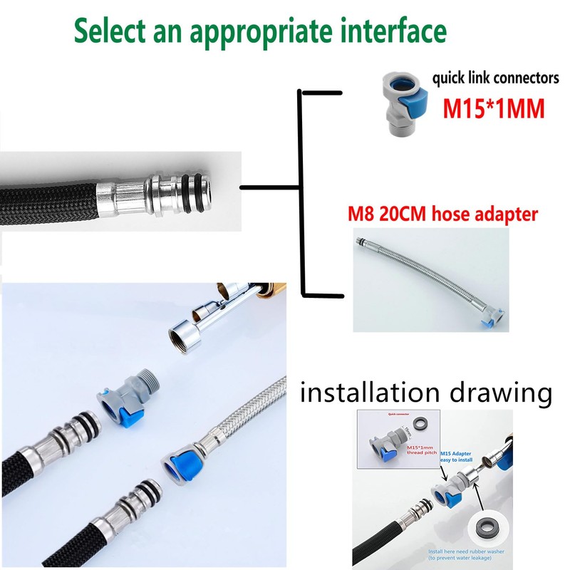 Pull Down Kitchen Faucet Hose Replacement M15*1MM X G1/2,(360 Rotatable)