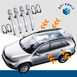 APPERFiT Exterior Door Handle Set 4PCS Chrome w/Gasket Pad Compatible with Kia Sorento 2011 2012 2013 2014 2015 Front & Rear Door, Driver & Passenger Side Panel Replaces 826512P010