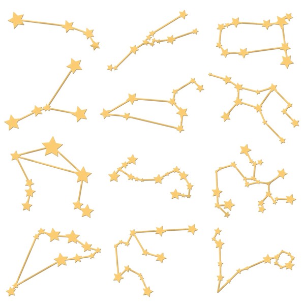 OLYCRAFT 12pcs Metal Sticker Resin Sticker 12 Constellation 4x4cm Metal