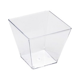 Restaurantware 4 oz Square Clear Plastic Small Kova Cup - 2 1/4" x 2 1/4" x 2" - 100 count box