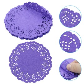 Rierdge Round Paper Doilies, 100 Pcs 3.5” Colorful Decorative Lace Paper Doilies Disposable Placemats for Wedding Birthday Desserts Cakes Party Tableware Food Decoration, Purple