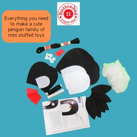 Penguin Family Sewing Craft Kit by Buttonbag - Learn to Sew - Kids Crafts kit - Suitable for All Levels with Simple Patterns and Full Instructions - Childrens Craft Kit with Gift Suitcase