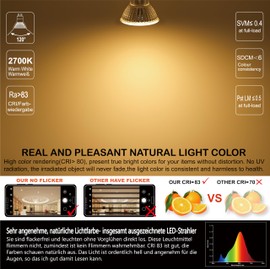 EACLL GU5.3 LED Warm White 6 W Replaces 50 W Halogen MR16 Bulb, Pack of 6, 550 Lumen 2700 K Bulb, AC/DC 12 V Flicker-Free Spotlight, Beam Angle 120 Degree Spot, Non-Dimmable Reflector Lamps