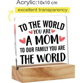 Mothers Day Gifts For Mum,Mothers Day Gifts From Daughter Son,Mum Birthday Gifts,Mummy Gifts,Desk Decor Acrylic Desk Plaque Sign With Wood Stand Home Office Desk Present,Mother'S Day Gift(MOM)