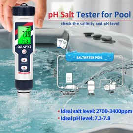 ORAPXI pH Salinity Tester 5 in 1 pH Salt TDS EC Temp Meter for Hydroponic System Saltwater Pool pH and PPM Meter Water Tester for Indoor Plant Grow, Hot Tub, Spa, Aquarium, Home Brewing