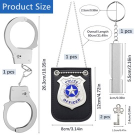 Liekadijiae 5 Piece Police Accessory Set, Fancy Dress Police Child, Handcuffs Children, Police Badge Children, Police Costume Children, Police Officer Costume for Children, Police Accessories for