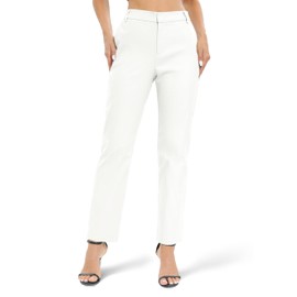 Urban CoCo Women's Elastic Waisted Work Pants Business Casual Office Dress Pants Trousers with Pockets(M,White)