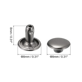 sourcing map 100 Sets Leather Rivets, 8mm Double Cap Rivets 8mm Height Metal Studs Rivet for Leather Craft Repair DIY Purse Belts Bags Shoes, Gun-Black