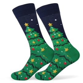 BETESSIN Christmas Socks Unisex 38-45 - Funny Socks with Christmas Motif - Advent Calendar Socks Made of Cotton - Christmas Stockings Cuddly Socks for Men and Women, Christmas tree