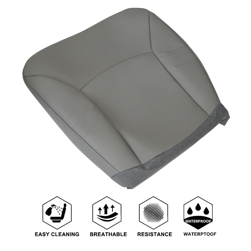 NLQR Driver Side Bottom Replacement Seat Cover Microfiber Leather Gray