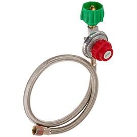 King Kooker 4010081 30502-HP Regulator & SS Hose with Male End , Red
