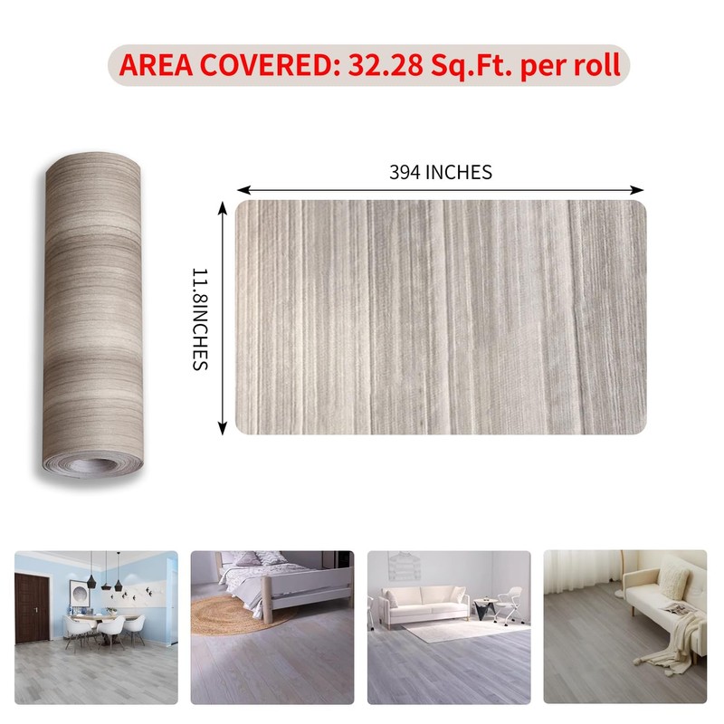 Peel and Stick Vinyl Flooring Roll - 11.8"x394" (32.29 Sq