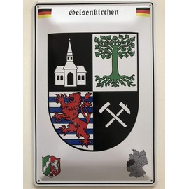 Deko7 Tin Sign 30 x 20 cm German Coat of Arms of Germany City of Gelsenkirchen