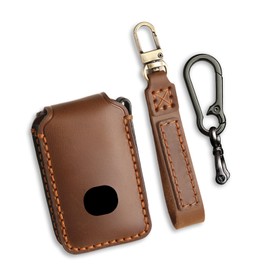 OLLEN Genuine Leather Key Fob Cover, Fit for Mazda 3 6 CX-5 CX-9 CX-12 CX-30 CX-50 MX-5, Fit for Miata 2019-2025~, with Leather Keychain and Zinc Alloy Buckle, Brown