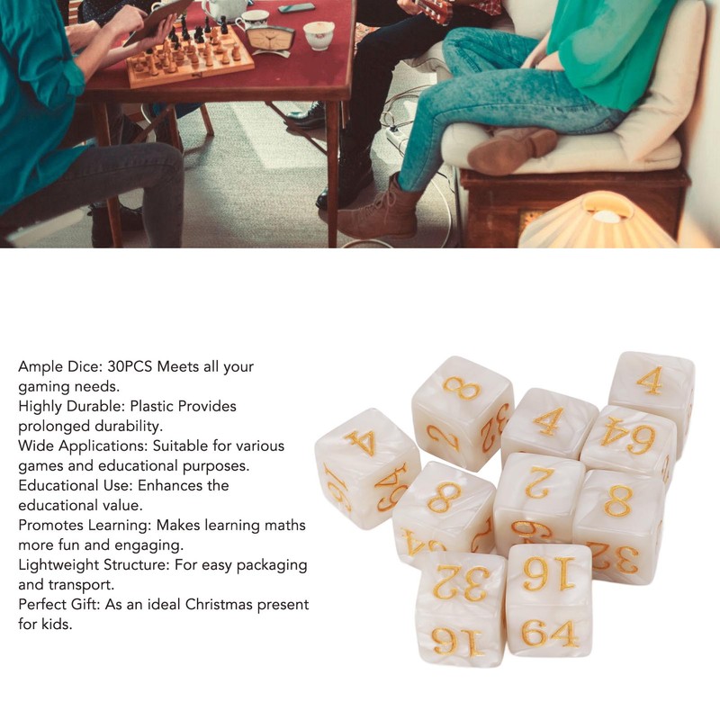 30PCS Number Dice Six Sided Multiples of 2 Number Plastic