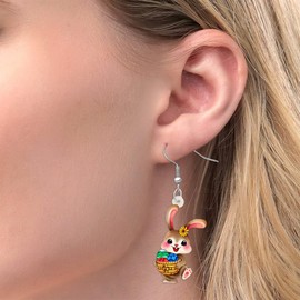EAVUYIS Ostern Hasen Ohrringe Cute Ostereier Kaninchen Ohrringe Acryl Osterhase Dangle Schmuck Geschenke für Damen Mädchen lustig Ostern Deko
