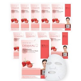 Dermal Mascarilla Facial de Col geno con Fresa (Paquete de 10, 23 G)