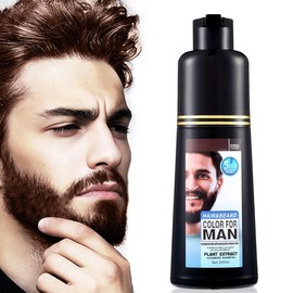 Men's beard and moustache hair dye for grey hair to dark brown, men's moustache hair dye, dark brown in 5 minutes, easy to use, dark brown moustache hair dye and hair colour shampoo, 200 ml.