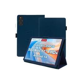 Case for AGM PAD T2 11 inch Android 14 Tablet 2024 Release,WUNIAK Premium Leather Business Folio Stand Cover with Hand Strap for Tablet,Darkblue.