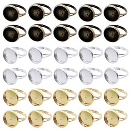 lacitycover Jewelry Making Kit, 30 Pieces Stainless Steel Ring Bezels Ring Blanks for Jewelry Making(Gold, Silver, Bronze)