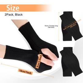 Kieswan 2 Pairs of Fingerless Gloves, Unisex, Knitted Pulse Warmers, Women's Soft Hand Warmers, Men's Winter Gloves, Without Fingertips (Black), black