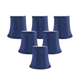 Meriville Set of 6 Blue Faux Silk Clip On Chandelier Lamp Shades, 3.5-inch by 5-inch by 4.75-inch