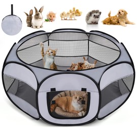Soft Breathable Small Animal Playpen with Zipper Cover - Portable Rabbit/Bunny Pen & Chick Brooder Box, Lightweight Enclosure for Puppy/Kitten/Guinea Pig/Hamster/Chinchillas (Indoor & Outdoor Use)