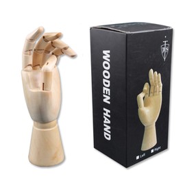 11" Flexible Wooden Hand Model Movable Artists Manikin. Articulated Hand Mannequin. with Heavy Re-enforced Base for Sketching Drawing Painting Home Office Desk Decoration (Left Hand)