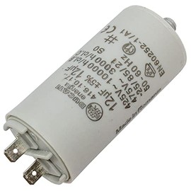 Lumonic Starting Capacitor 416.10.17 A [Including Plug 6.3 x 0.8 mm] | Motor Capacitor 12µF 400V 36 x 70 mm I Capacitor in Insulated Plastic Housing