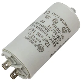 Lumonic Starting Capacitor 416.10.17 A [Including Plug 6.3 x 0.8 mm] | Motor Capacitor 12µF 400V 36 x 70 mm I Capacitor in Insulated Plastic Housing