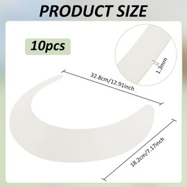 BENECREAT 10 x White Hat Brim Board 328 x 182 x 1.3 mm Baseball Caps Visor Insert Plastic Hat Brim Replacement for Peaked Cap Sports Hat Sun Visor Hat